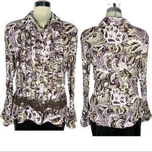 Jessica Multicolour Long Sleeves Embellish Blouse Size M